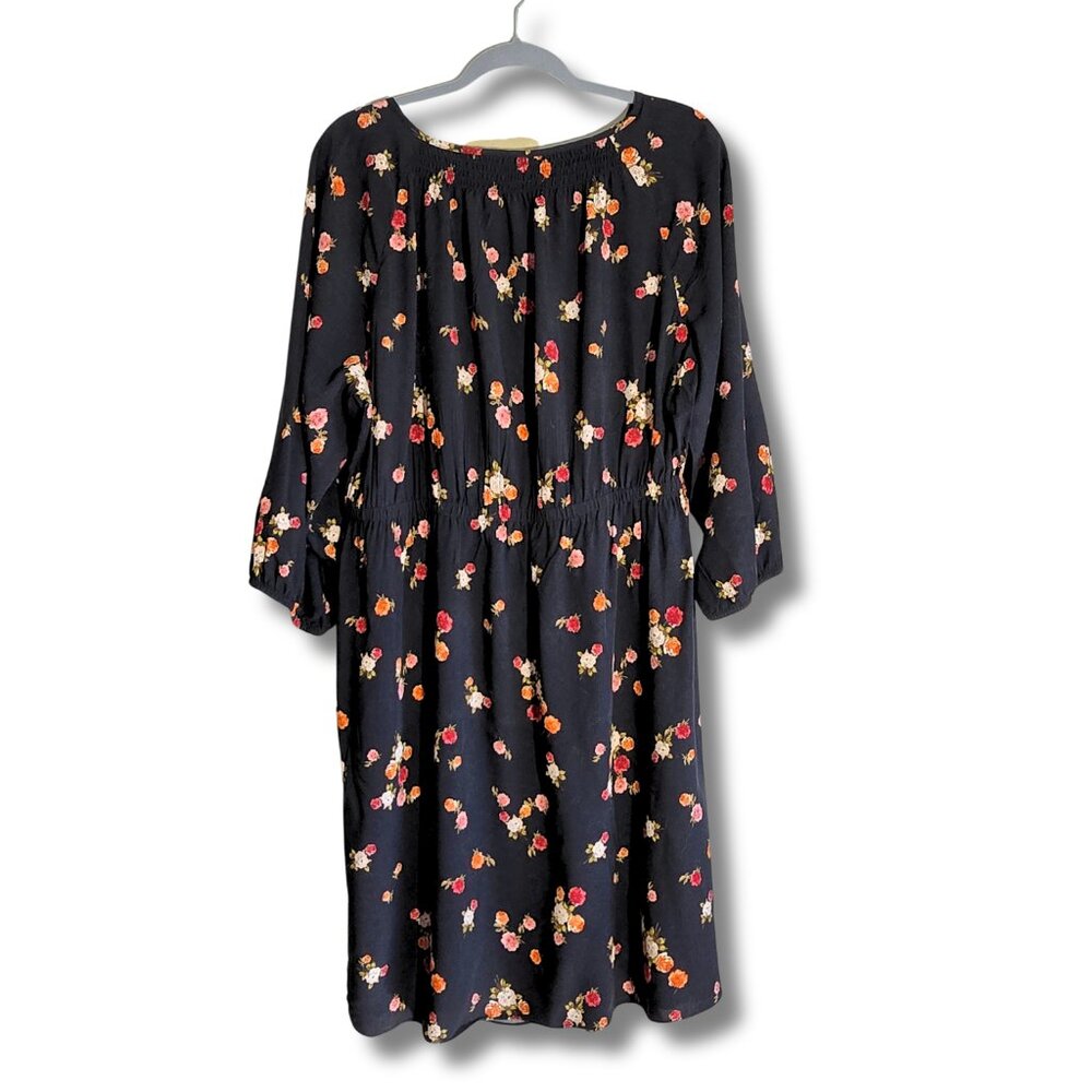 J. Jill 3/4 Sleeve Black Floral Button-Front Shirt Dress 2X - Picture 5 of 10
